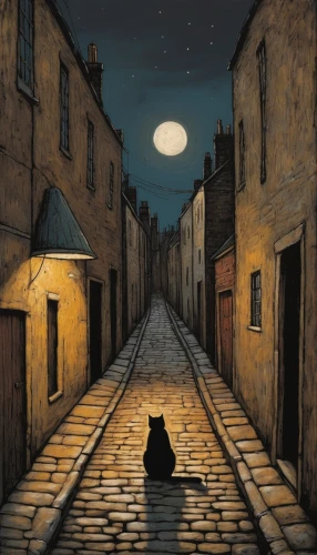 alley cat,the cobbled streets,night scene,street cat,lovat lane,alley,narrow street,olle gill,stray cat,alleyway,carol colman,medieval street,evening atmosphere,old linden alley,the cat,black cat,lee slattery,nocturnes,dog street,james handley,Art,Artistic Painting,Artistic Painting 49