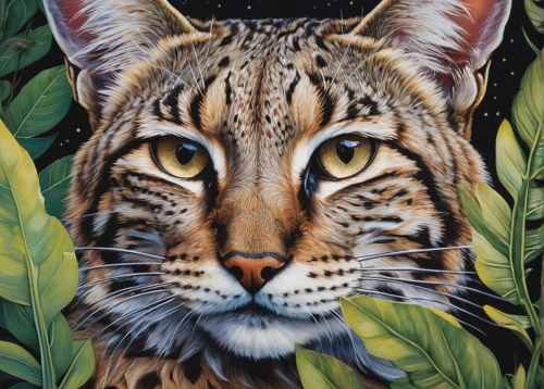 bengal cat,chestnut tiger,asian tiger,a tiger,ocelot,felidae,bengal tiger,wild cat,toyger,sumatran tiger,bengal,clouded leopard,tiger,oil painting on canvas,fauna,hosana,oil painting,american bobtail,tigerle,tabby cat,Illustration,Abstract Fantasy,Abstract Fantasy 11