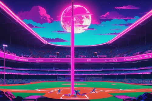 ballpark,baseball drawing,baseball park,baseball stadium,baseball field,baseball diamond,baseball,baseball bat,astros,pitch,the rays,neon arrows,80s,torii,laser beam,abduction,ball sports,cosmos field,basball,orbit,Conceptual Art,Sci-Fi,Sci-Fi 28