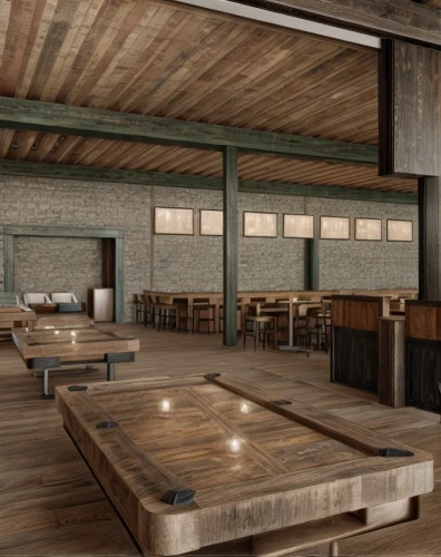 taproom,beer tables,wooden beams,brewery,cafeteria,bar billiards,tavern,3d rendering,canteen,clover hill tavern,wine tavern,salt bar,school design,table shuffleboard,rosa cantina,chefs kitchen,bar,alpine restaurant,izakaya,wooden floor,Commercial Space,Restaurant,Modern Rustic