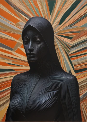 woman sculpture,woman of straw,meridians,bodypainting,neon body painting,artist's mannequin,head woman,decorative figure,art deco woman,burqa,oil painting on canvas,african art,emergence,woman thinking,psychedelic art,sculptor,emancipation,black woman,sculptor ed elliott,chalk drawing,Art,Artistic Painting,Artistic Painting 08