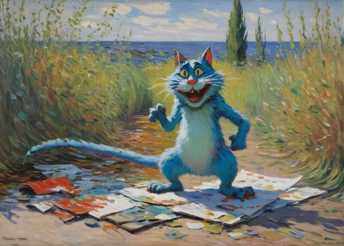 cat on a blue background,pet portrait,aegean cat,katz,cat european,blue painting,cangaroo,hare trail,cat portrait,oil painting,playing outdoors,cat,cats playing,orienteering,cartoon cat,schnauzer,khokhloma painting,szymbark,feral cat,rug,Art,Artistic Painting,Artistic Painting 04
