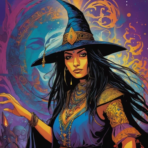 sorceress,rosa ' amber cover,the enchantress,jaya,halloween witch,witch,fantasy portrait,magus,mage,witch's hat,celebration of witches,the witch,witch hat,witches,priestess,artemisia,anahata,wizard,caerula,kali,Conceptual Art,Graffiti Art,Graffiti Art 10