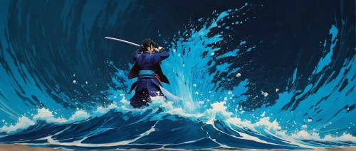 kite boarder wallpaper,iaijutsu,god of the sea,sōjutsu,mulan,sea god,monsoon banner,aqua,kame sennin,water-the sword lily,poseidon,the wind from the sea,kenjutsu,ocean background,sailing blue purple,riptide,splitting maul,trunks,yi sun sin,japanese waves,Art,Classical Oil Painting,Classical Oil Painting 42