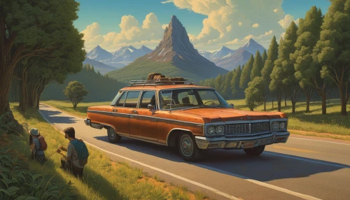 jeep wagoneer,plymouth voyager,travel trailer poster,station wagon-station wagon,vanagon,travel van,mountain highway,mountain road,camping car,travelers,mountain scene,the spirit of the mountains,camper van isolated,camper van,ford aerostar,american frontier,caravanning,ford expedition,caravan,dodge ram van,Illustration,Realistic Fantasy,Realistic Fantasy 44