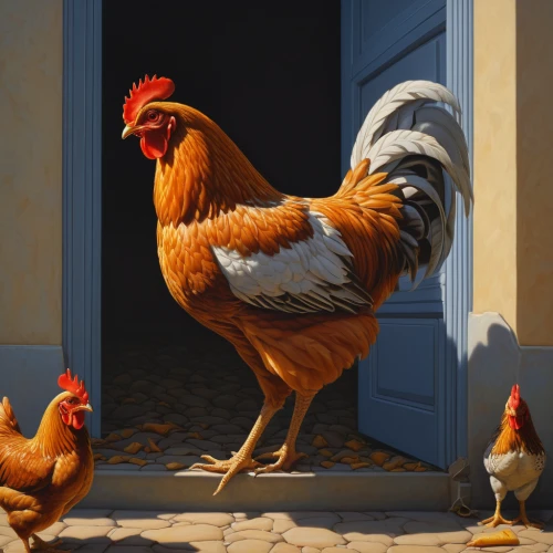 cockerel,portrait of a hen,rooster,domestic chicken,hen,chicken 65,landfowl,poultry,pullet,chicken run,vintage rooster,chickens,roosters,red hen,bantam,the chicken,chicken,chicken coop door,fowl,brakel chicken,Conceptual Art,Daily,Daily 27