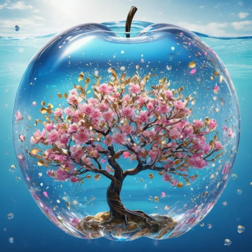 waterglobe,blossoming apple tree,glass sphere,peach tree,blossom tree,apple tree,wondertree,cherry tree,almond tree,spring background,transparent background,cherry blossom tree,children's background,flourishing tree,mirabelle tree,apple blossom branch,globe flower,blooming tree,magic tree,digital compositing,Photography,General,Natural