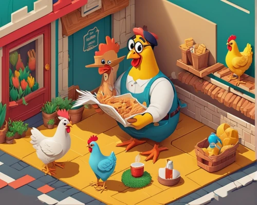 chicken yard,chicken 65,chicken farm,chickens,fry ducks,chicken run,flock of chickens,shopkeeper,game illustration,chicken product,chicken,bakery,poultry,the chicken,domestic chicken,grocer,chicken and chips,fowl,chicken coop,marketplace,Unique,3D,Isometric