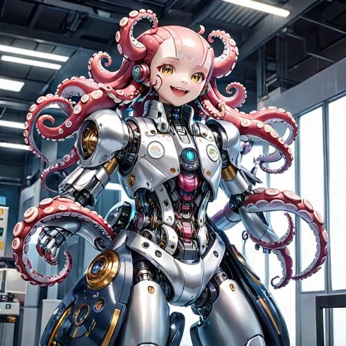 medusa,medusa gorgon,gorgon,kotobukiya,cybernetics,pink octopus,cyborg,octopus,mezzelune,silver octopus,magna,ram,kos,exoskeleton,cpu,mecha,android,cg artwork,cyber,cynosbatos,Anime,Anime,General