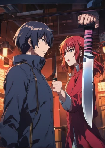 izakaya,red robin,kiyomizu,love lock,swordsmen,red string,meteora,sword fighting,anime japanese clothing,married couple,takoyaki,mikado,mitarashi dango,knife kitchen,couple goal,red cooking,protecting,valentines day background,red banner,heart lock,Illustration,Japanese style,Japanese Style 03