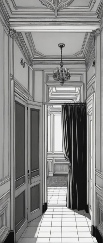 curtain,empty room,a curtain,stage curtain,backgrounds,theater curtain,curtains,ballroom,armoire,theater curtains,theatre curtains,ornate room,dark cabinetry,empty interior,art deco background,one room,empty hall,interiors,one-room,drapes,Illustration,Black and White,Black and White 18