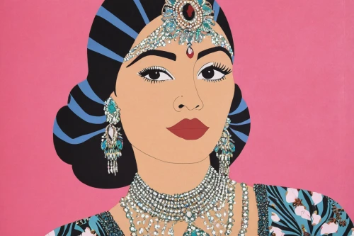 indian art,cool pop art,radha,girl-in-pop-art,art deco woman,pop art style,khokhloma painting,pop art woman,modern pop art,popart,orientalism,jasmine,pop art,fashion illustration,oriental princess,javanese,indian woman,pop art girl,cool woodblock images,cleopatra,Illustration,Retro,Retro 26