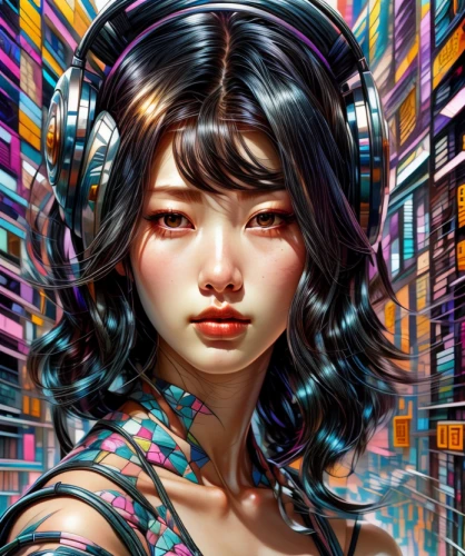 transistor,cyberpunk,music player,headphone,audiophile,world digital painting,audio player,electronic music,listening to music,cyberspace,music background,synthesizer,cyber,cybernetics,headphones,earphone,electronic,retro girl,sci fiction illustration,digiart