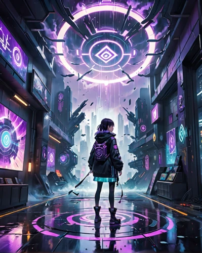 cyberpunk,ultraviolet,cyber,purple wallpaper,cg artwork,dystopia,dystopian,shinjuku,music background,echo,futuristic,la violetta,beyond,girl walking away,shibuya,vapor,libra,anomaly,scifi,cyberspace,Anime,Anime,General