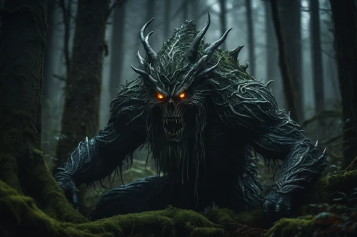 krampus,forest animal,forest man,supernatural creature,forest dragon,druid,haunted forest,forest dark,druids,devilwood,wolfman,hag,forest king lion,werewolf,black shepherd,three eyed monster,pagan,creepy tree,druid grove,northrend,Photography,General,Fantasy