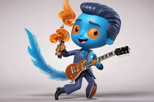 boast,jazz guitarist,banjo bolt,blue devils shrimp,guitor,musical rodent,guitar player,musician,charango,violinist violinist of the moon,cute cartoon character,mariachi,rockabella,smurf,ibanez,banjo,art bard,bongo,violinist violinist,smurf figure,Unique,3D,3D Character