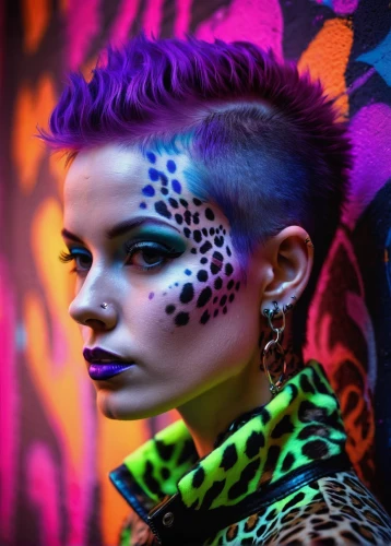 neon body painting,bodypaint,neon makeup,body painting,bodypainting,cheetah,harlequin,mohawk,punk design,streampunk,body art,punk,face paint,cyberpunk,leopard,tribal,fantasy portrait,peacock,airbrushed,leopard head,Photography,Artistic Photography,Artistic Photography 10