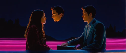 two people,abduction,dispute,shirakami-sanchi,neon ghosts,cd cover,optical ilusion,young couple,meridians,parallel world,parallel worlds,oil painting on canvas,man and woman,neon body painting,contemporary witnesses,mirror of souls,boy and girl,oil on canvas,la violetta,polarity,Illustration,Abstract Fantasy,Abstract Fantasy 20