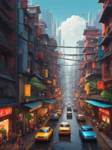 kowloon,colorful city,world digital painting,kowloon city,hanoi,chinatown,china town,saigon,street canyon,hong kong,city scape,shanghai,taipei,cityscape,urban landscape,slums,alleyway,fantasy city,narrow street,the street,Conceptual Art,Sci-Fi,Sci-Fi 12