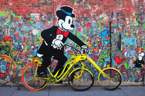 bike pop art,artistic cycling,cyclo-cross bicycle,bicycle,yellow brick wall,city bike,woman bicycle,bicycles,bike city,velocipede,brompton,pop art style,cool pop art,cyclist,popart,floral bike,brooklyn street art,bike colors,racing bicycle,yellow wall,Conceptual Art,Graffiti Art,Graffiti Art 01