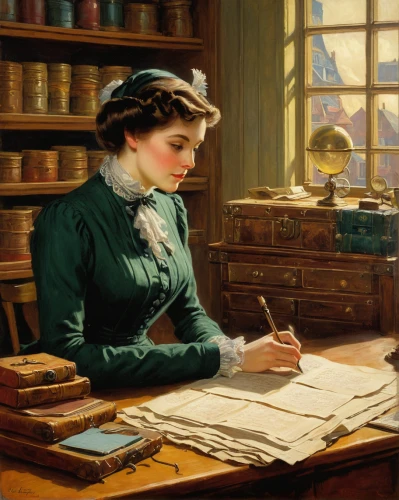 girl studying,emile vernon,to write,correspondence courses,a letter,meticulous painting,binding contract,writing or drawing device,girl at the computer,jane austen,bookkeeper,women's novels,girl in a historic way,learn to write,scholar,writing-book,love letters,autograph,quill pen,tutor,Art,Classical Oil Painting,Classical Oil Painting 15