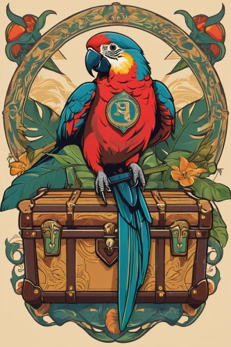 scarlet macaw,macaw,blue and gold macaw,macaw hyacinth,guacamaya,blue macaw,toco toucan,light red macaw,perched toucan,toucan,tropical bird climber,king parrot,couple macaw,rosella,beautiful macaw,blue and yellow macaw,tucan,sun conures,toucans,macaws,Illustration,Retro,Retro 03