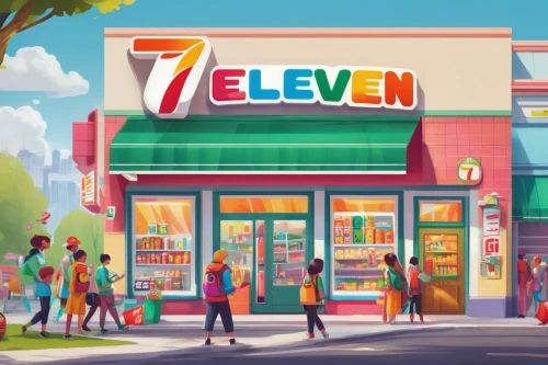 eleven,convenience store,seven,nine eleven,store icon,background vector,cartoon video game background,toy store,game illustration,t2,seven point,shopping icon,store front,store,7,mobile video game vector background,nine-to-five job,restaurants,storefront,vector image,Illustration,Paper based,Paper Based 11