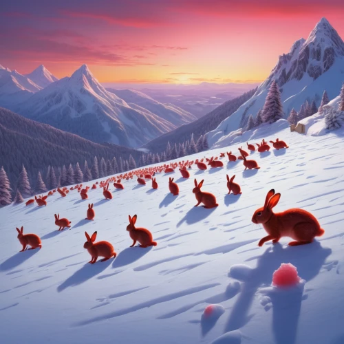 hare trail,the sea of red,fox hunting,hare field,winter animals,rabbits,ski race,arctic hare,fox stacked animals,rabbits and hares,hares,snow scene,north pole,sleigh ride,foxes,snow slope,cartoon video game background,winter chickens,snow bales,arctic birds,Photography,Documentary Photography,Documentary Photography 38