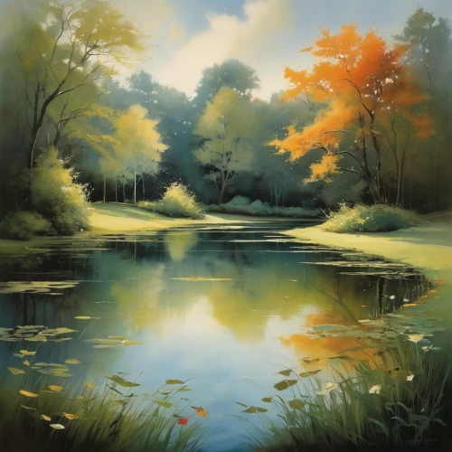 autumn landscape,fall landscape,river landscape,autumn idyll,forest landscape,autumn scenery,nature landscape,landscape background,brook landscape,landscape nature,autumn background,autumn forest,meadow landscape,one autumn afternoon,autumn morning,natural landscape,the autumn,autumn light,in the autumn,light of autumn,Illustration,Realistic Fantasy,Realistic Fantasy 16