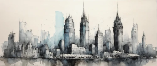 chrysler building,cityscape,skyscrapers,city scape,manhattan skyline,city skyline,tall buildings,new york skyline,city cities,cities,metropolis,skycraper,sky city,urbanization,metropolises,1wtc,1 wtc,big city,burj,manhattan,Illustration,Abstract Fantasy,Abstract Fantasy 18