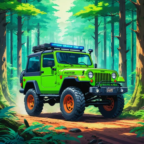 jeep rubicon,defender,jeep wrangler,cj7,unimog,jeep,land rover defender,patrol,suzuki jimny,jeep cj,jeep gladiator rubicon,mercedes-benz g-class,willys-overland jeepster,toyota fj cruiser,safari,wrangler,jeep honcho,off-road vehicle,jeeps,jeep dj,Illustration,Japanese style,Japanese Style 03