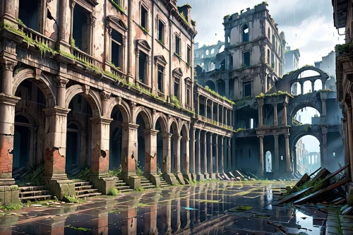 ruin,ruins,destroyed city,ancient city,abandoned place,abandoned places,industrial ruin,atlantis,lost place,gunkanjima,ancient buildings,abandoned,the ruins of the,hall of the fallen,lostplace,citadel,luxury decay,the ruins of the palace,kirrarchitecture,lost places,Anime,Anime,General