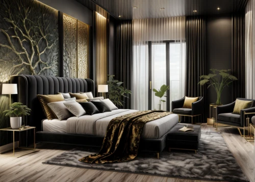 modern decor,3d rendering,modern room,contemporary decor,room divider,luxury home interior,interior modern design,gold wall,interior decoration,interior design,guest room,gold stucco frame,bamboo curtain,ornate room,great room,livingroom,crown render,render,sleeping room,interior decor