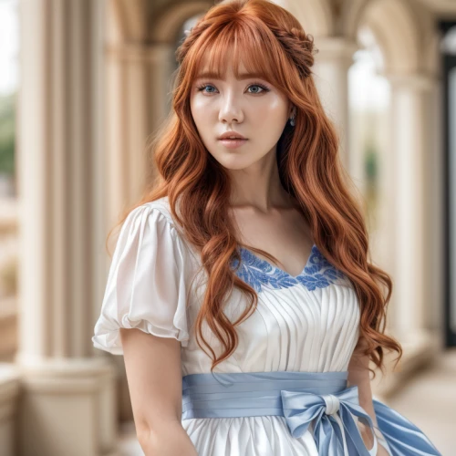 seo,tiffany,mt seolark,porcelain doll,red-haired,cinderella,solar,redhair,ice princess,hanbok,redhead doll,yeonsan hong,girl in a long dress,elf,a princess,fairy tale character,red hair,celtic woman,country dress,songpyeon