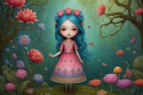 girl in flowers,rosa 'the fairy,little girl fairy,rosa ' the fairy,flower fairy,faery,faerie,garden fairy,fairy forest,girl with tree,mystical portrait of a girl,fairy world,child fairy,coral bells,girl in the garden,fantasy portrait,wonderland,eglantine,girl picking flowers,fairy queen,Illustration,Abstract Fantasy,Abstract Fantasy 06