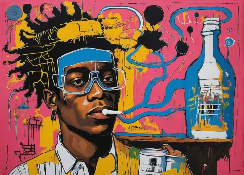 david bates,miles davis,winemaker,oil on canvas,art dealer,chemist,cool pop art,modern pop art,novelist,graffiti art,keith haring,brooklyn street art,art world,warhol,miller,oil painting on canvas,pop art style,popart,pop art,the bottle,Art,Artistic Painting,Artistic Painting 51