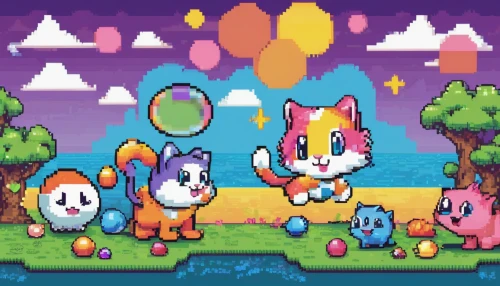 pixel art,cats playing,pixaba,game illustration,color dogs,easter background,pixel cells,game art,kawaii animals,round kawaii animals,rain cats and dogs,rabbit family,children's background,easter rabbits,round animals,retro background,easter theme,android game,pixel,spring background,Unique,Pixel,Pixel 02
