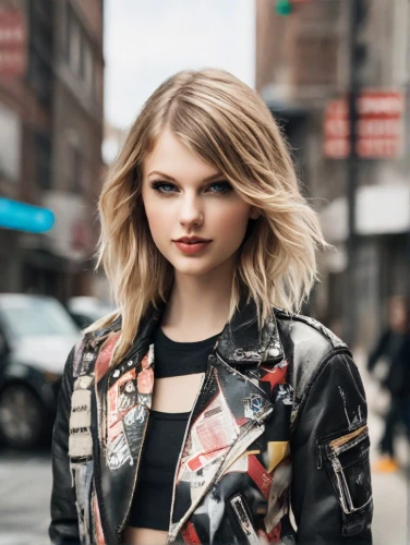leather jacket,swifts,on the street,model-a,cool blonde,model beauty,leather,billboard,jacket,fierce,vogue,nyc,rock beauty,short blond hair,portrait background,ny,new york streets,blonde woman,hd wallpaper,background images