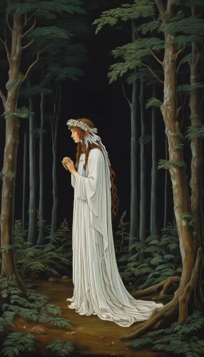 woman at the well,idyll,in the forest,the annunciation,druids,forest background,the angel with the veronica veil,oil on canvas,church painting,candlemas,king lear,praying woman,woman praying,dead bride,farmer in the woods,forest man,holy forest,rusalka,pietà,girl with tree,Art,Classical Oil Painting,Classical Oil Painting 43