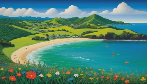 beach landscape,coastal landscape,bay of islands,seaside country,nz,new zealand,punakaiki,an island far away landscape,southern island,north island,mountain beach,hawaii,jeju island,isle of may,madeira,azores,landscape background,landscape with sea,south pacific,kei islands,Art,Artistic Painting,Artistic Painting 26