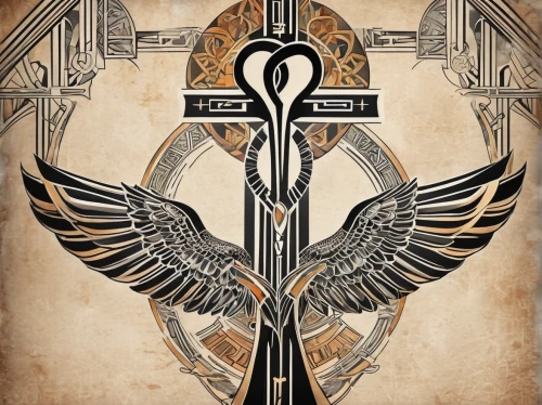 ankh,caduceus,freemason,celtic cross,horus,runes,freemasonry,death angel,angelology,justitia,emblem,the archangel,rod of asclepius,wind rose,compass rose,seven sorrows,art nouveau design,the angel with the cross,archimandrite,harp of falcon eastern,Illustration,Vector,Vector 18