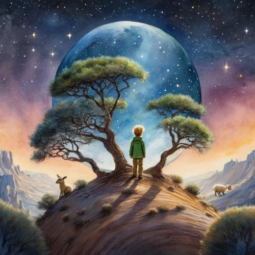 fantasy picture,earth rise,mother earth,dream world,valley of the moon,moon valley,lunar landscape,children's background,earth,the earth,gaia,world digital painting,violinist violinist of the moon,fantasy art,fantasy landscape,moon and star background,planet earth,tree of life,sci fiction illustration,pachamama,Photography,General,Natural