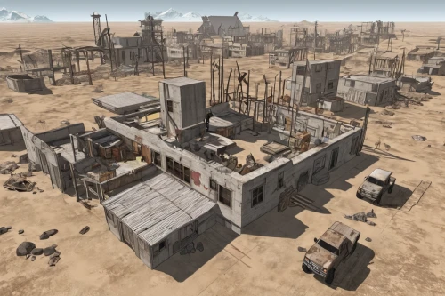 construction area,wasteland,mining facility,dust plant,settlement,construction site,construction set,cargo containers,building site,martyr village,industrial ruin,animal containment facility,human settlement,military fort,solar cell base,concrete plant,military training area,concentration camp,mud village,post apocalyptic,Conceptual Art,Daily,Daily 35