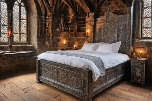 dracula's birthplace,four-poster,ornate room,four poster,bedding,medieval architecture,gothic style,canopy bed,gothic architecture,medieval,alnwick castle,bed,sleeping room,dracula castle,great room,bedroom,fairy tale icons,bed linen,a fairy tale,wade rooms,Illustration,Realistic Fantasy,Realistic Fantasy 42