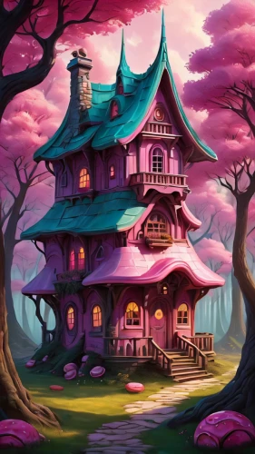 witch's house,house in the forest,witch house,fairy house,lonely house,house silhouette,tree house,treehouse,fairy tale castle,ancient house,little house,house painting,the haunted house,purple landscape,crispy house,traditional house,house roofs,knight house,crooked house,mushroom landscape,Conceptual Art,Fantasy,Fantasy 28