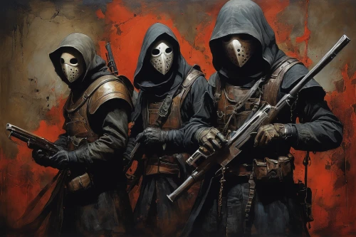 assassins,monks,guards of the canyon,swordsmen,hooded man,storm troops,assassin,ninjas,balaclava,respirators,clergy,nomads,angels of the apocalypse,musketeers,nuns,bandit theft,predators,infiltrator,templar,neophyte,Illustration,Abstract Fantasy,Abstract Fantasy 18