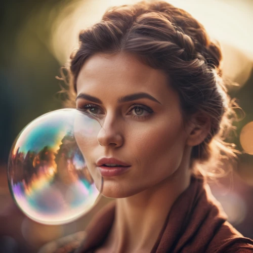 crystal ball-photography,girl with speech bubble,crystal ball,mystical portrait of a girl,fantasy portrait,lensball,digital compositing,think bubble,soap bubble,world digital painting,glass sphere,soap bubbles,bubble blower,bubble,sci fiction illustration,glass ball,romantic portrait,fantasy woman,woman thinking,visual effect lighting,Photography,General,Cinematic