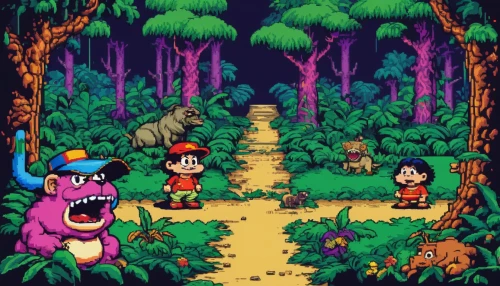 cartoon forest,adventure game,monkey island,haunted forest,fairy forest,action-adventure game,magical adventure,mushroom island,cartoon video game background,the woods,forest walk,fairy world,happy children playing in the forest,forest path,jungle,enchanted forest,the forest,alligator alley,fairy village,crash-land,Unique,Pixel,Pixel 04