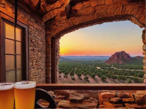 wine cellar,southern wine route,winery,wine region,cliff dwelling,wine country,wine tavern,wheat beer,sedona,sardinia,vineyards,wine cultures,sicily window,mountain sunrise,with a view,wine tasting,wine bar,window view,brewery,craft beer,Art,Classical Oil Painting,Classical Oil Painting 07