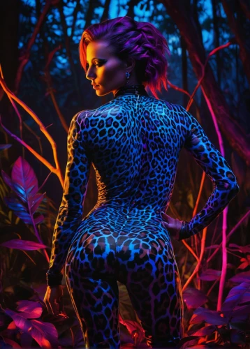 neon body painting,bodypaint,cheetah,bodypainting,photo session in bodysuit,body painting,leopard,disco,agent provocateur,bodysuit,mystique,patterned,polka dot,uv,jungle,woman's backside,camo,animal print,poison ivy,back light,Photography,Artistic Photography,Artistic Photography 10